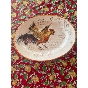 Sur La Table Mediterranean rooster themed 17 inch platter